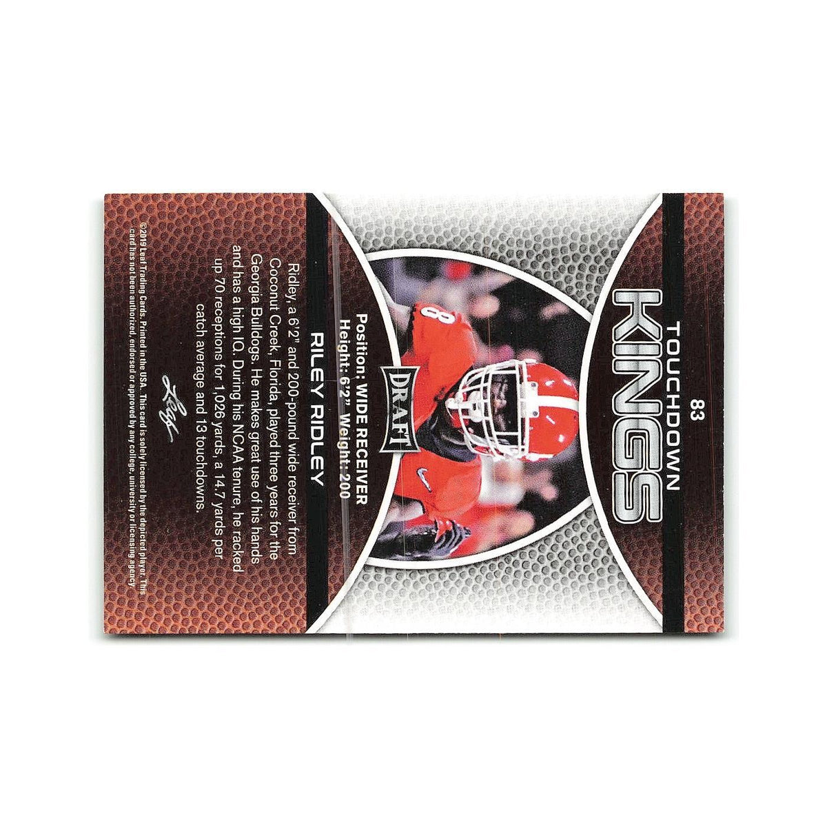 Riley Ridley 2019 Leaf Draft #83 Georgia Bulldogs Football Card NM