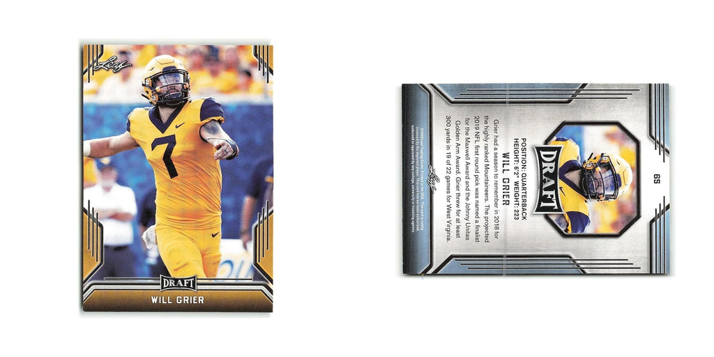 Will Grier 2019 Leaf Draft Gold #65 West Virginia Mountaineers Football Card NM