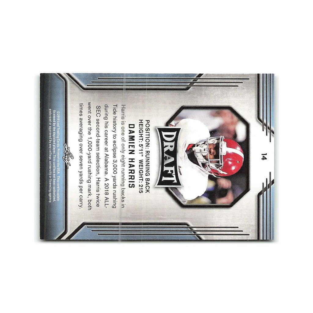 Damien Harris 2019 Leaf Draft #14 Alabama Crimson Tide Football Card NM