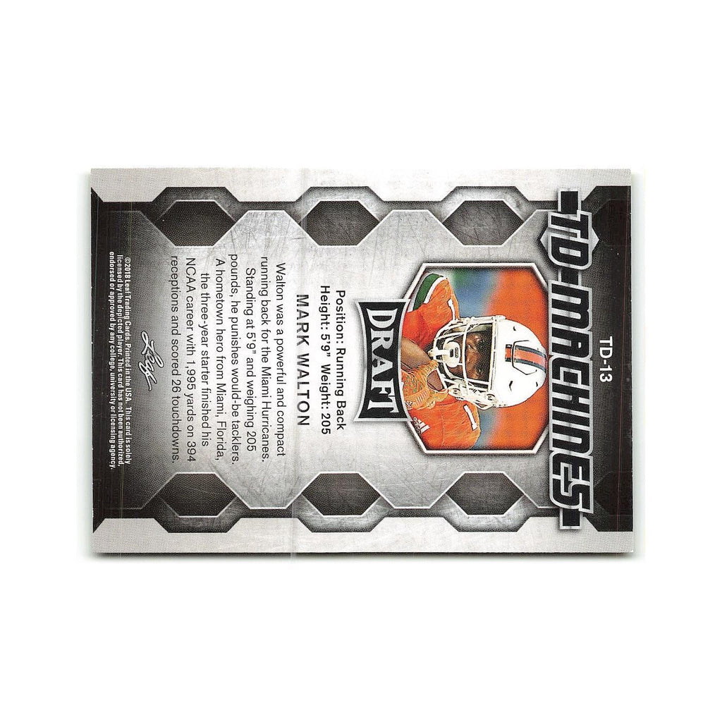 Mark Walton 2018 Leaf Draft TD Machines Gold #TD-13 Miami Hurricanes NM