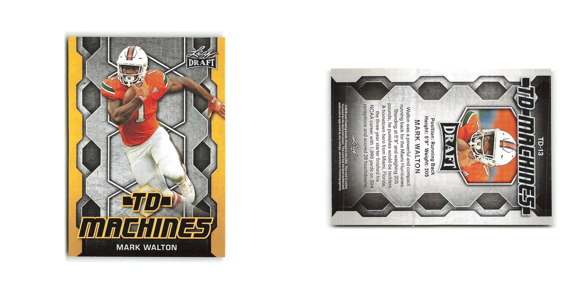 Mark Walton 2018 Leaf Draft TD Machines Gold #TD-13 Miami Hurricanes NM