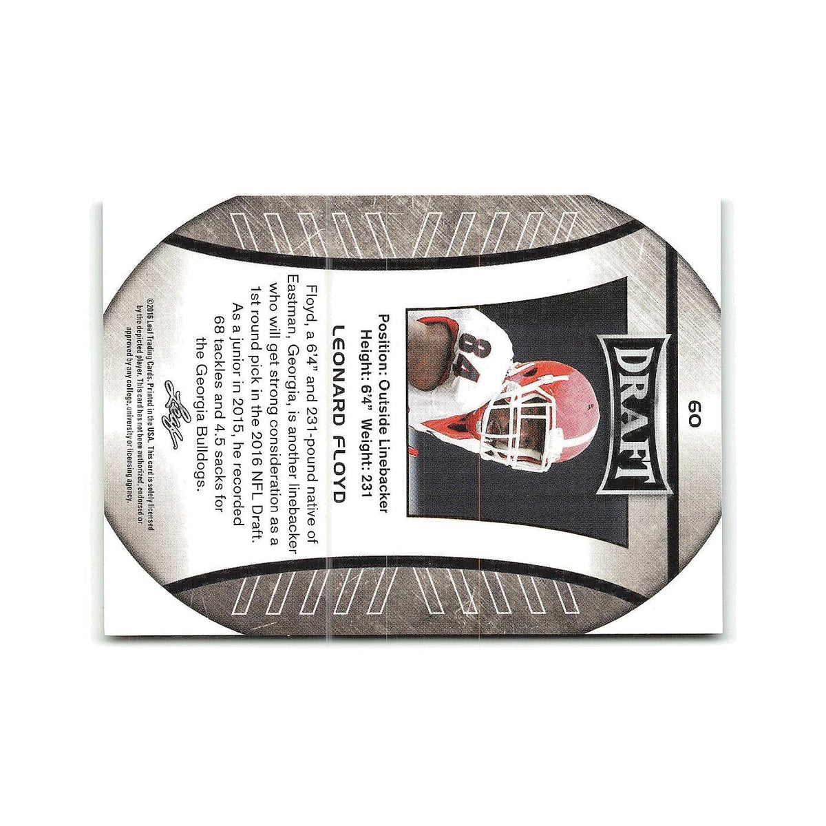 Leonard Floyd 2016 Leaf Draft #60 Georgia Bulldogs Football Card NM