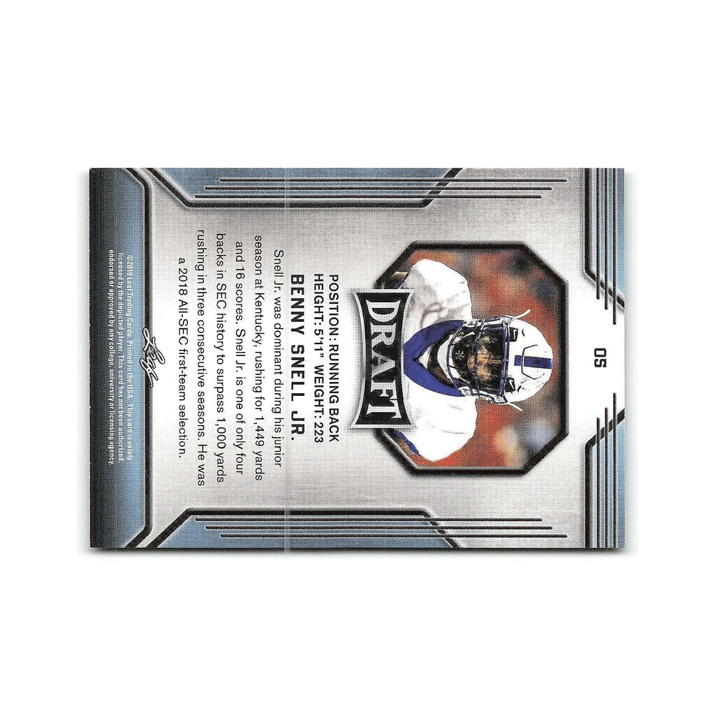 Benny Snell Jr. 2019 Leaf Draft Gold #5 Kentucky Wildcats Football Card NM