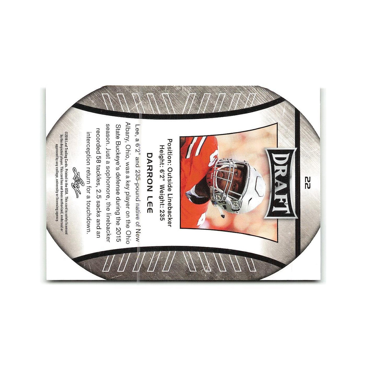 Darron Lee 2016 Leaf Draft #22 Ohio State Buckeyes Football Card NM