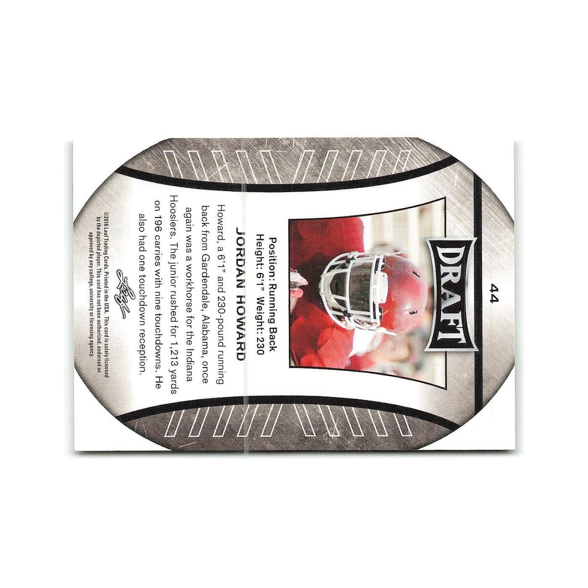 Jordan Howard 2016 Leaf Draft #44 Indiana Hoosiers Football Card NM