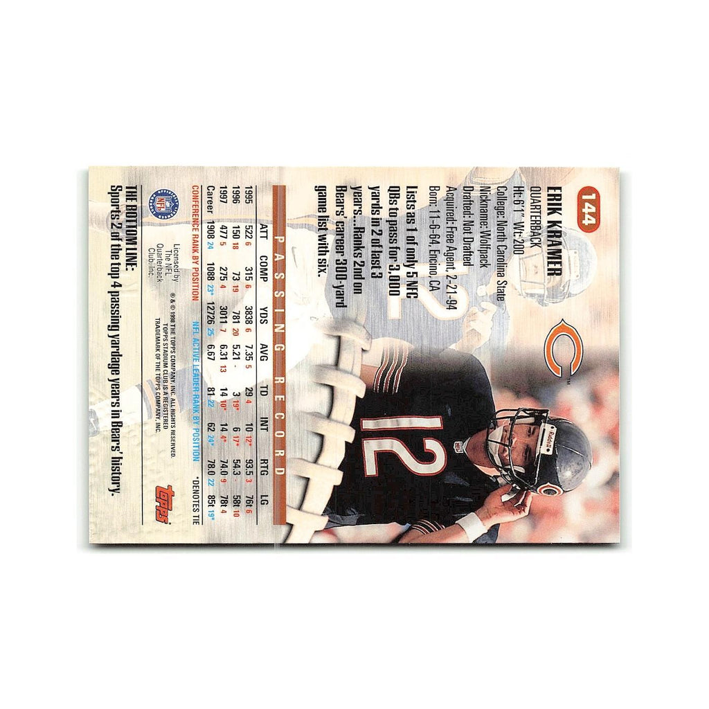 Erik Kramer 1998 Stadium Club #144 Chicago Bears Football Card NM