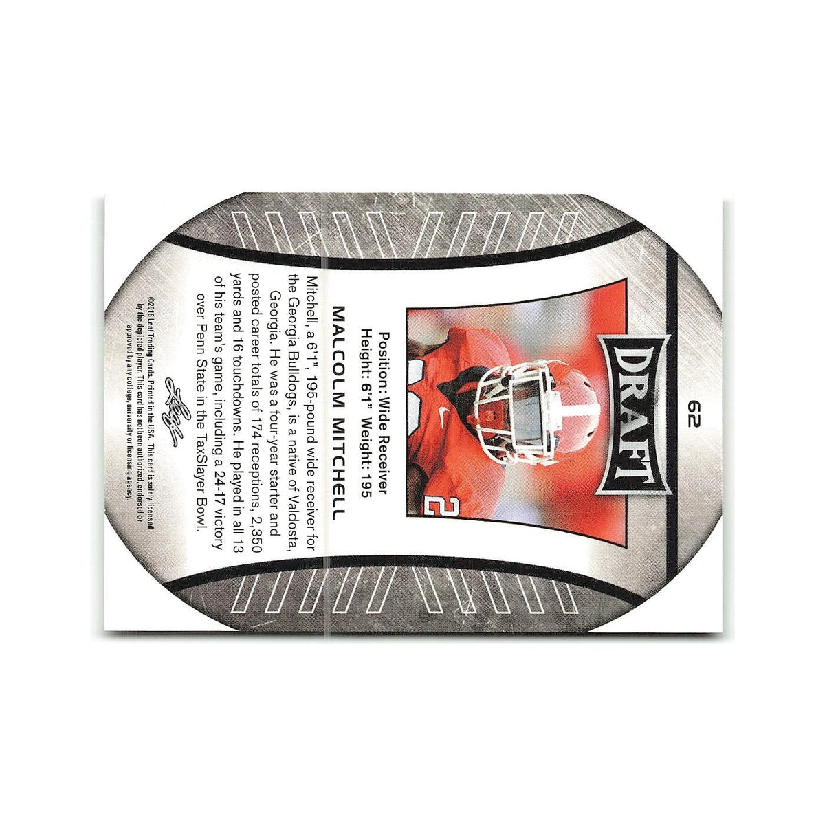Malcolm Mitchell 2016 Leaf Draft #62 Georgia Bulldogs Football Card NM
