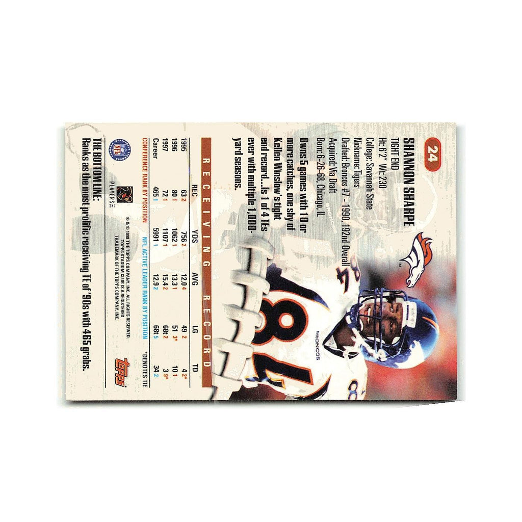 Shannon Sharpe 1998 Stadium Club #24 Denver Broncos Football Card NM