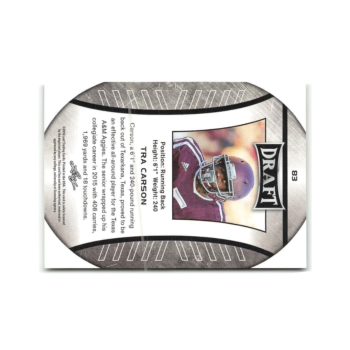 Tra Carson 2016 Leaf Draft #83 Texas A&M Aggies Football Card NM