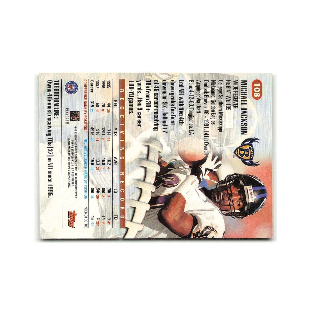 Michael Jackson 1998 Topps Stadium Club #108 Baltimore Ravens Football Card NM
