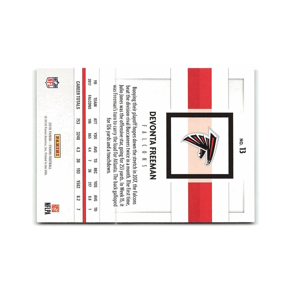 Devonta Freeman 2018 Panini #13 Atlanta Falcons Football Card NM