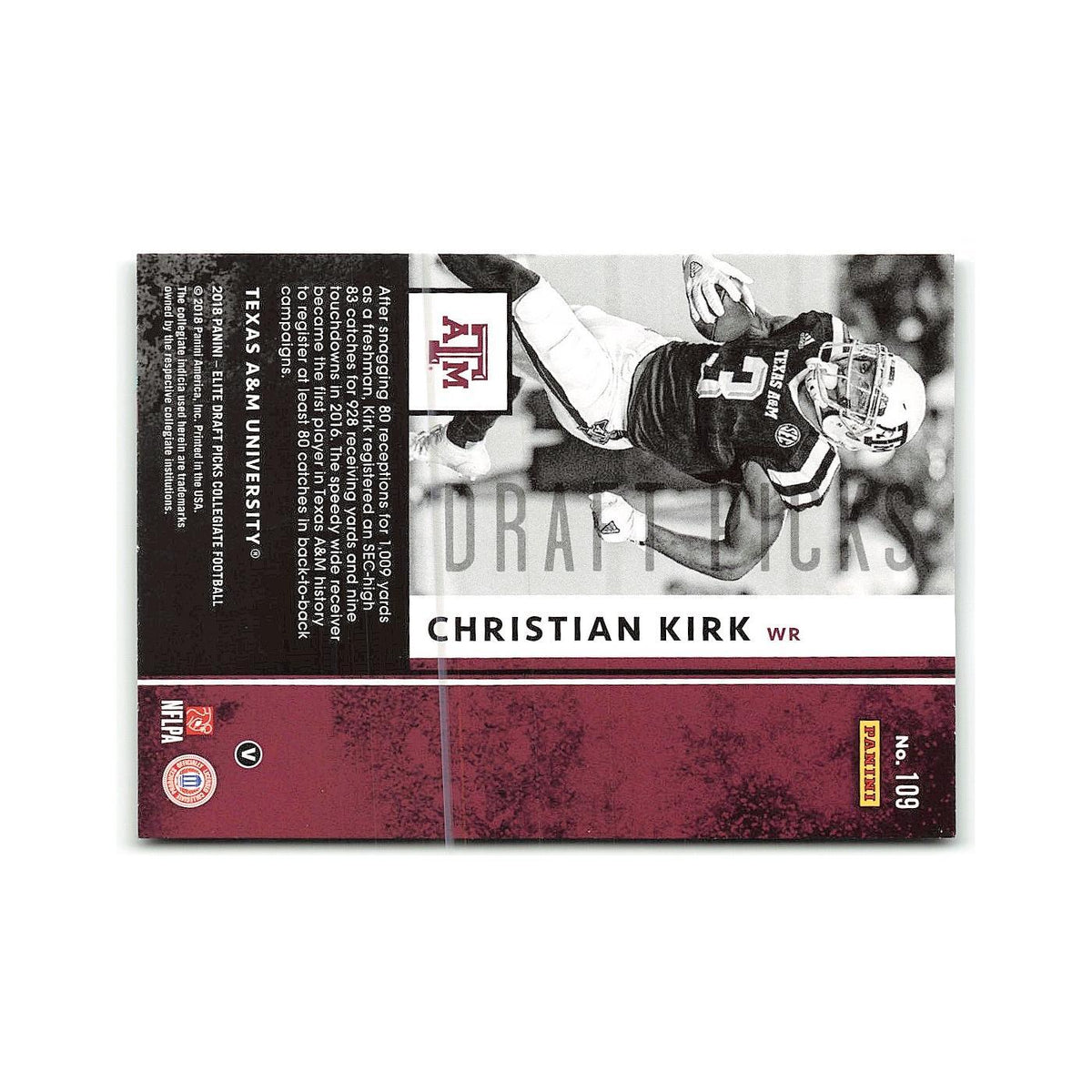 Christian Kirk Rookie 2018 Panini Elite Draft Picks #109 Texas A&M Aggies NM