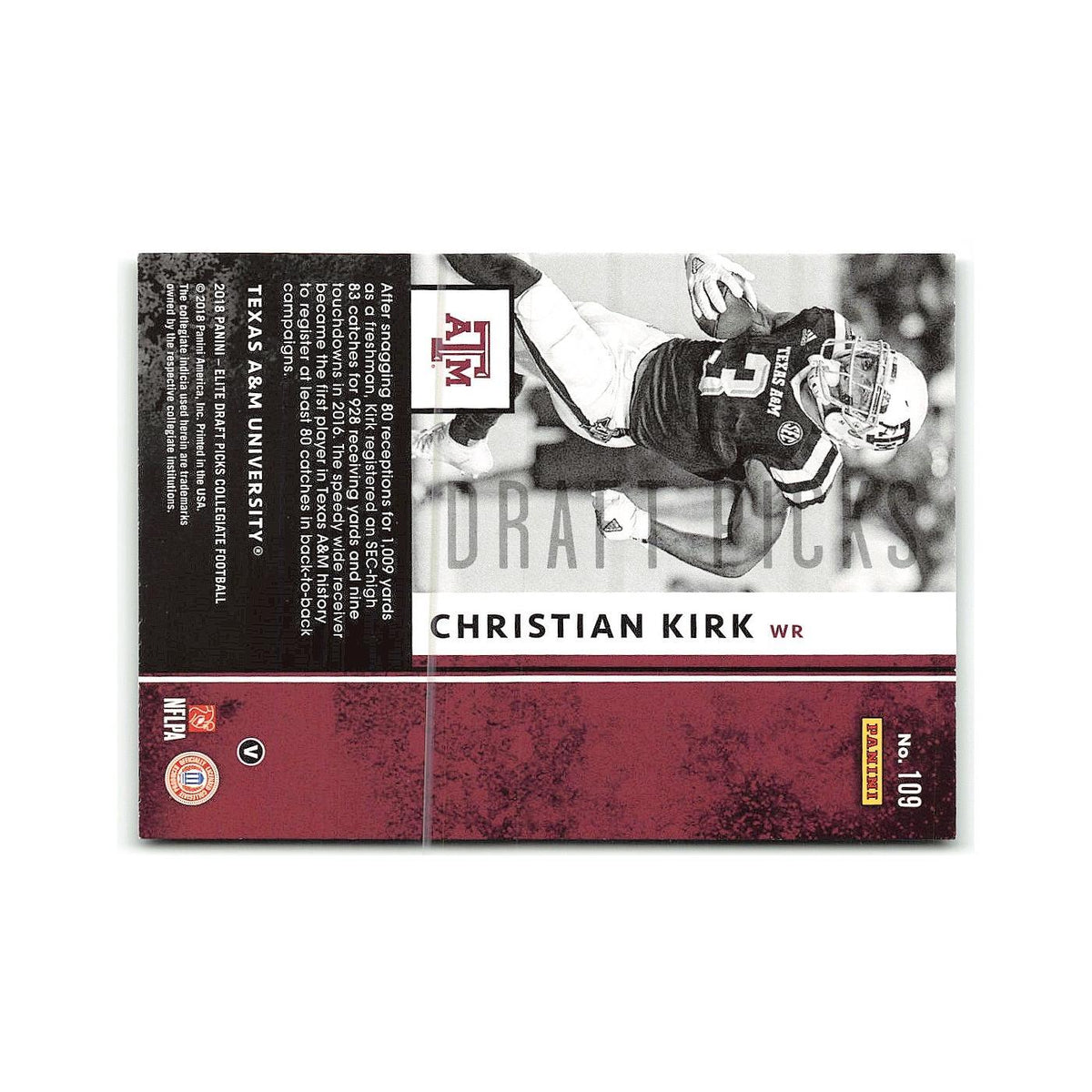 Christian Kirk Rookie 2018 Panini Elite Draft Picks #109 Texas A&M Aggies NM