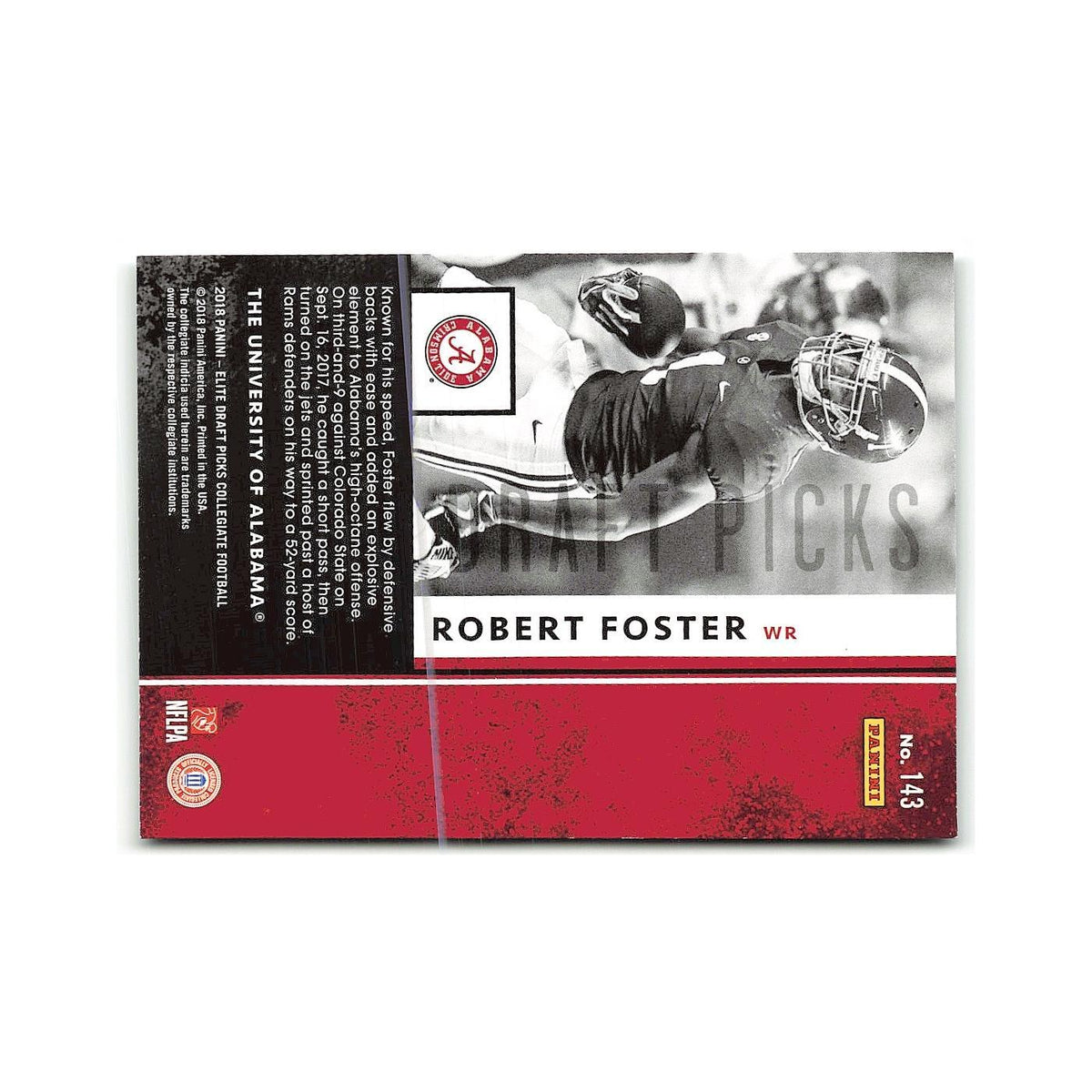Robert Foster Rookie 2018 Panini Elite Draft Picks #143 Alabama Crimson Tide NM