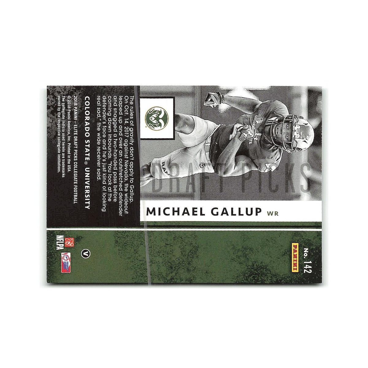 Michael Gallup Rookie 2018 Panini Elite Draft Picks #142 Colorado State Rams NM