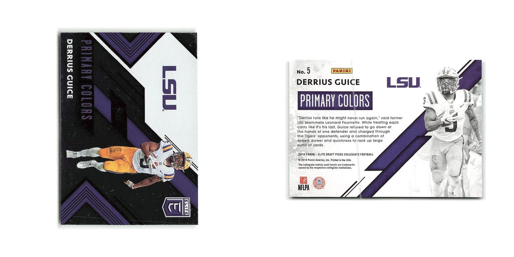 Derrius Guice Rookie 2018 Panini Elite Draft Picks #5 LSU Tigers NM