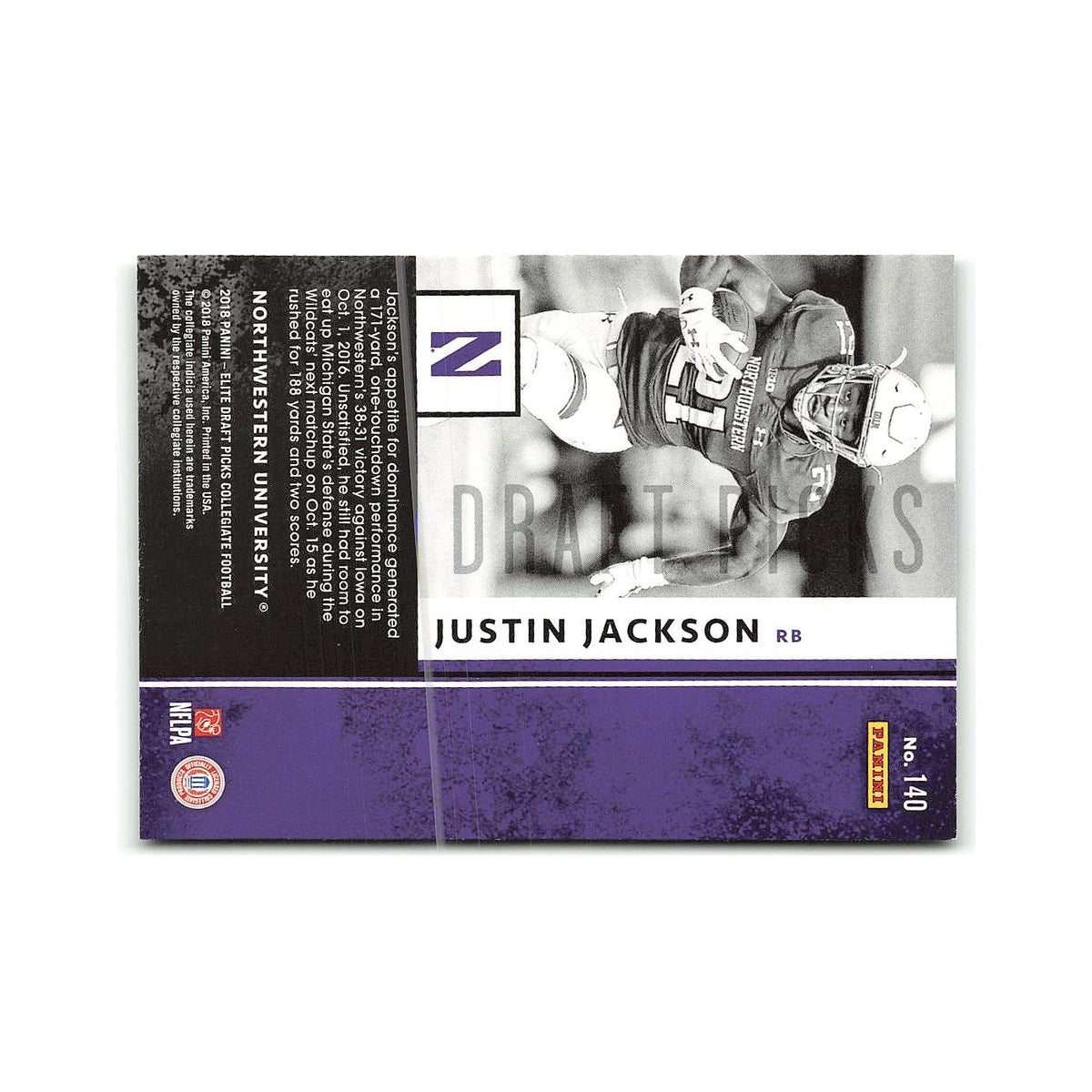Justin Jackson Rookie 2018 Panini Elite Draft Picks #140 NM