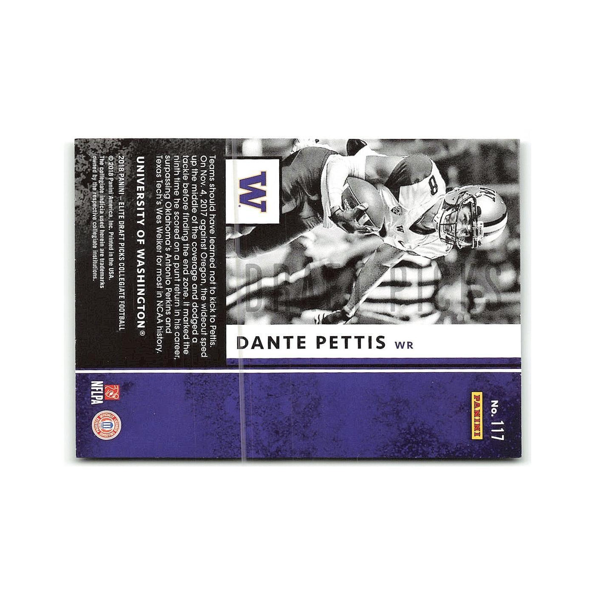 Dante Pettis Rookie 2018 Panini Elite Draft Picks #117 Washington Huskies NM