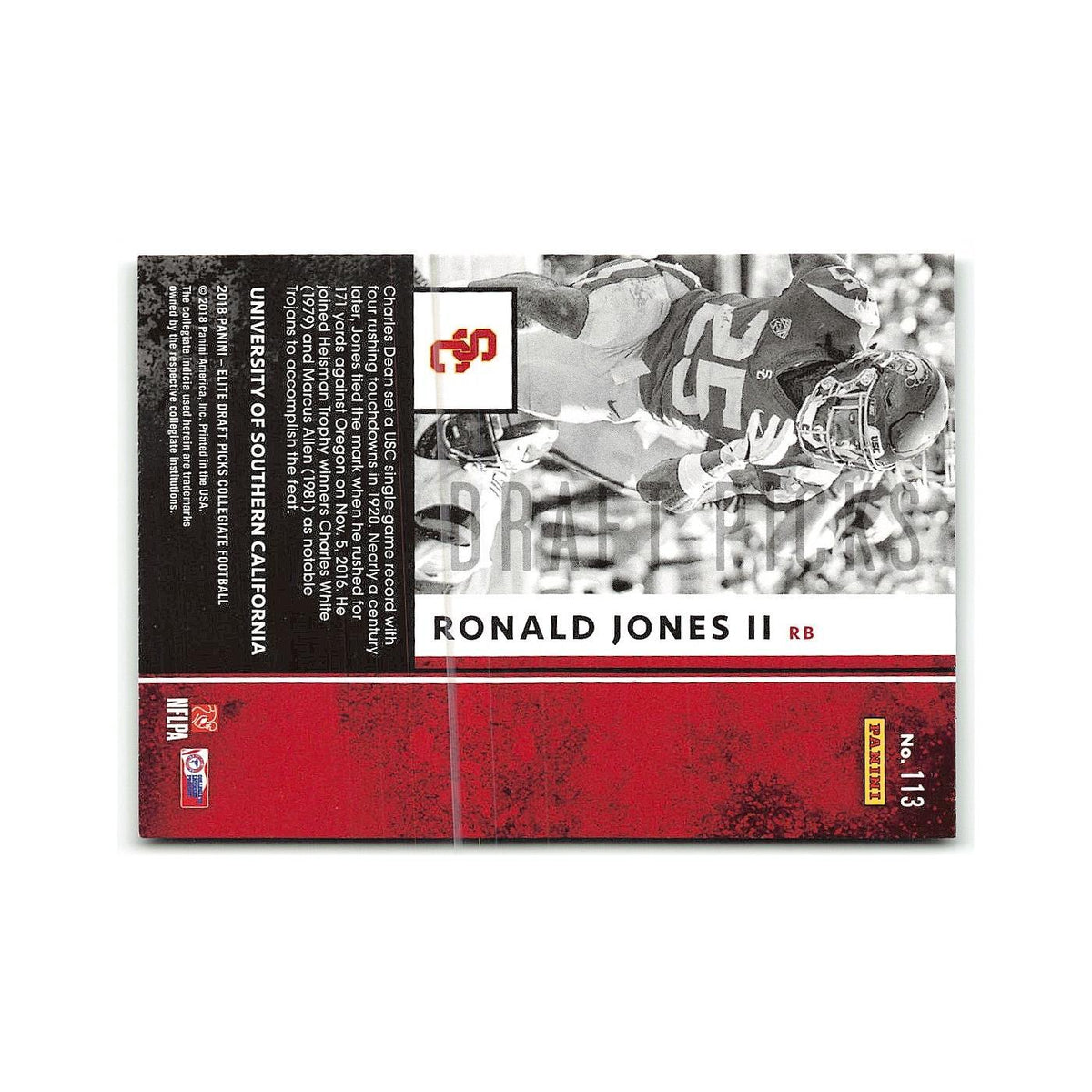 Ronald Jones II Rookie 2018 Panini Elite Draft Picks #113 USC Trojans NM