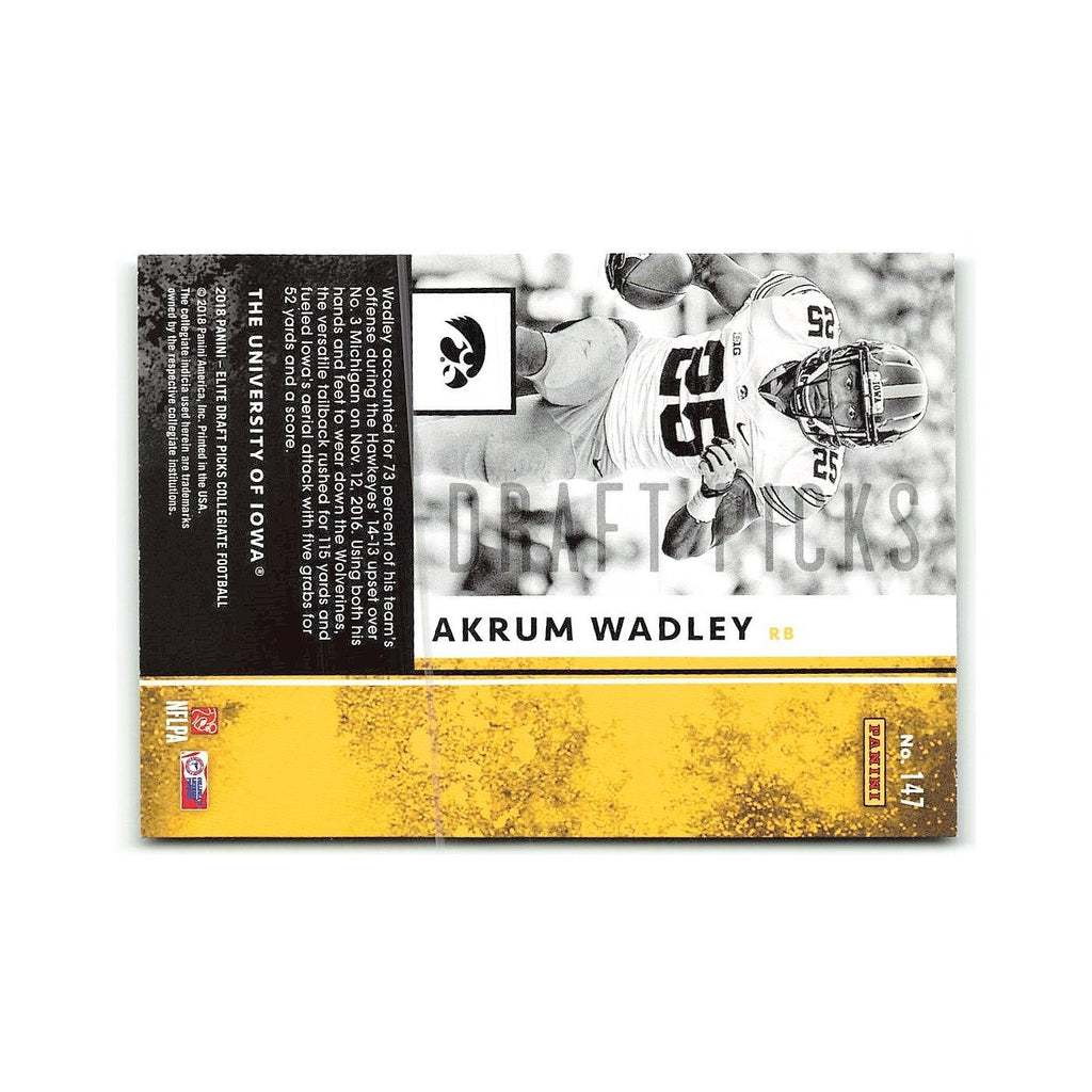 Akrum Wadley Rookie 2018 Panini Elite Draft Picks #147 Iowa Hawkeyes NM
