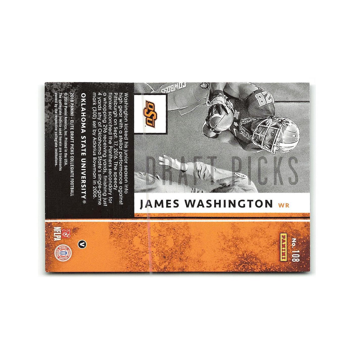 James Washington Rookie 2018 Panini Elite Draft Picks #108 NM