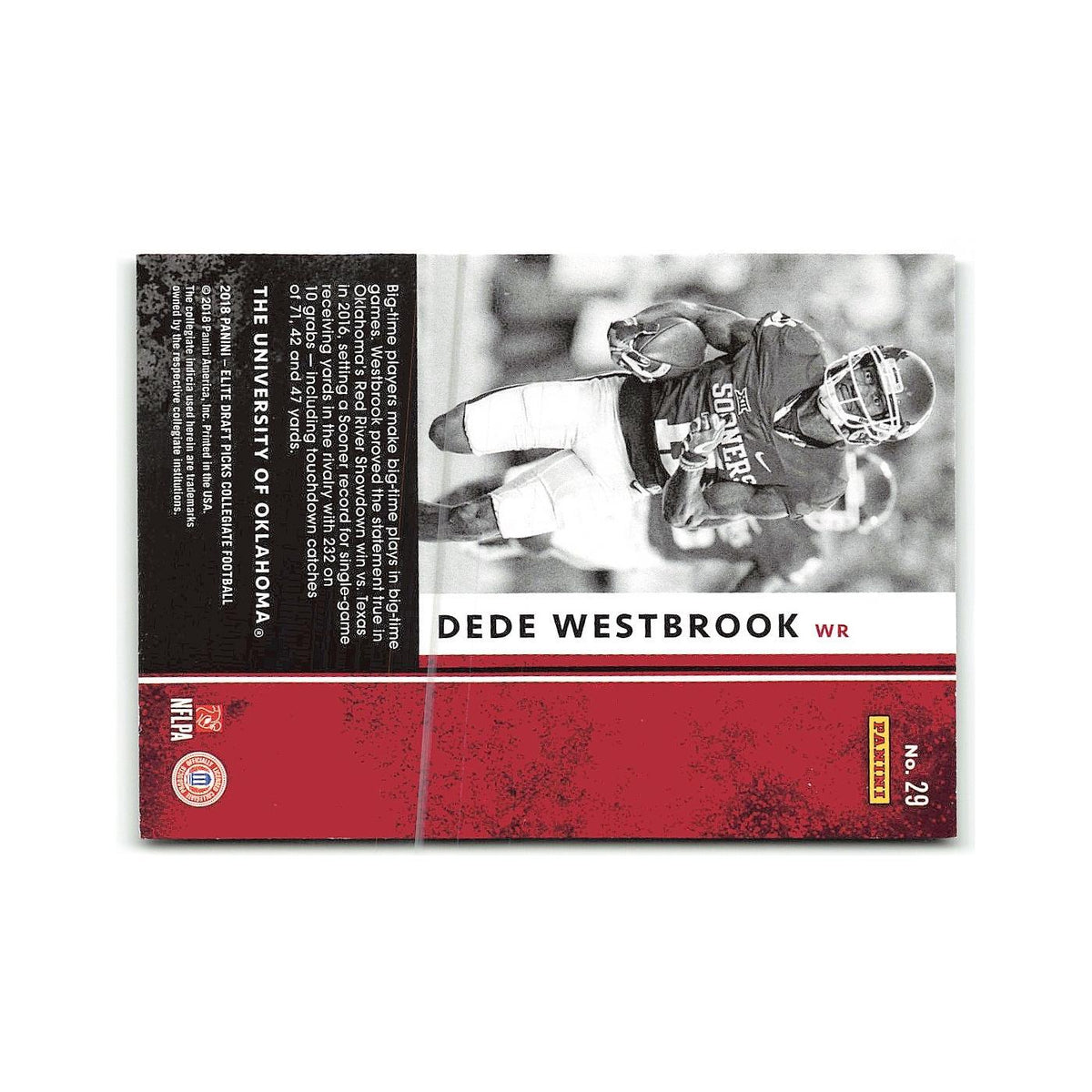 Dede Westbrook Rookie 2018 Panini Elite Draft Picks #29 Oklahoma Sooners NM