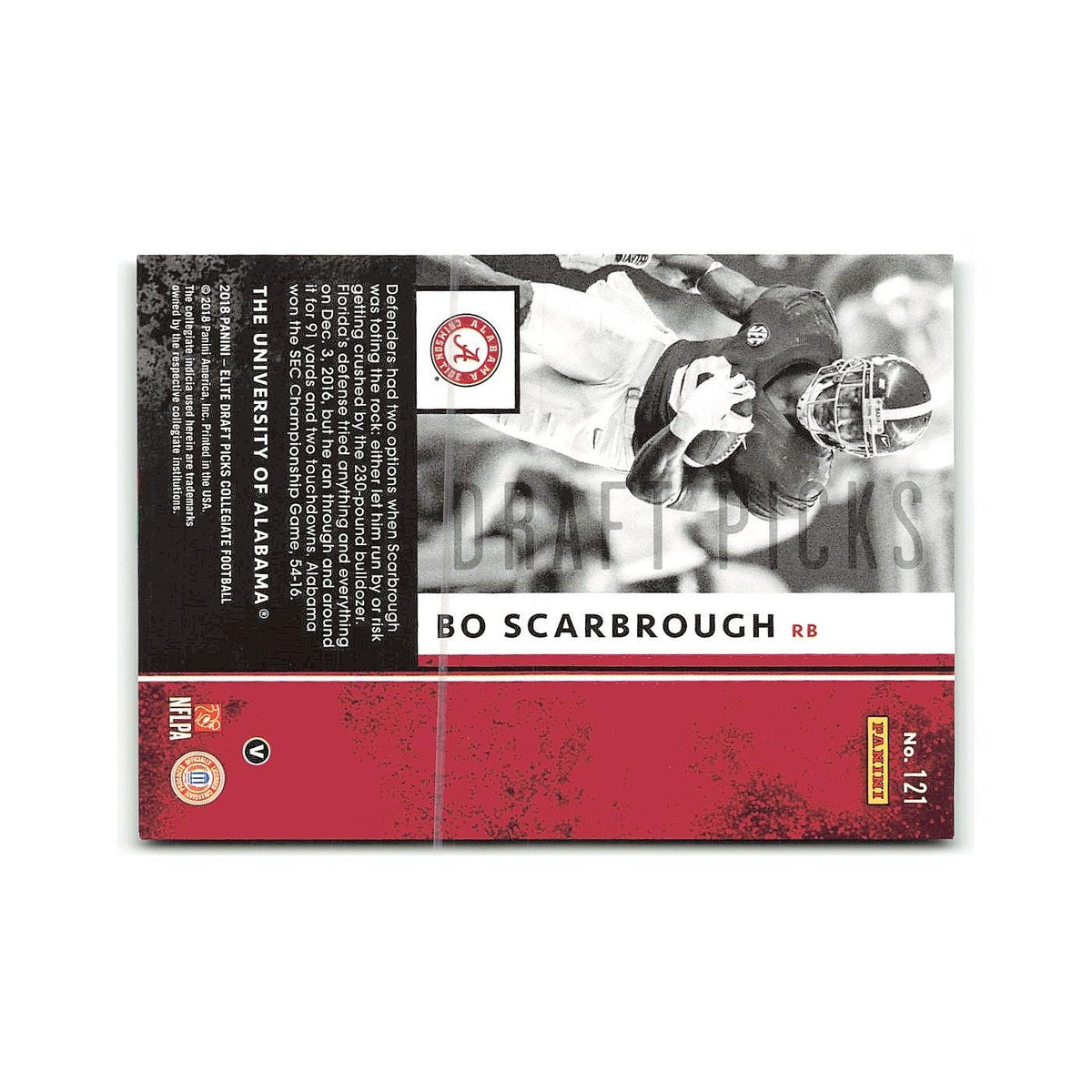 Bo Scarbrough Rookie 2018 Panini Elite Draft Picks #121 Alabama Crimson Tide NM