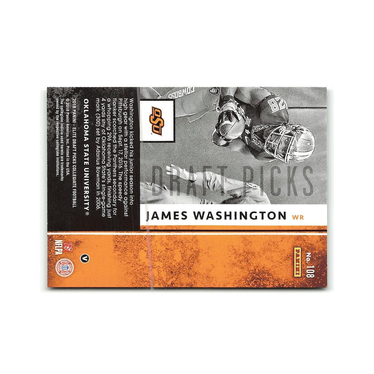 James Washington Rookie 2018 Panini Elite Draft Picks #108 NM
