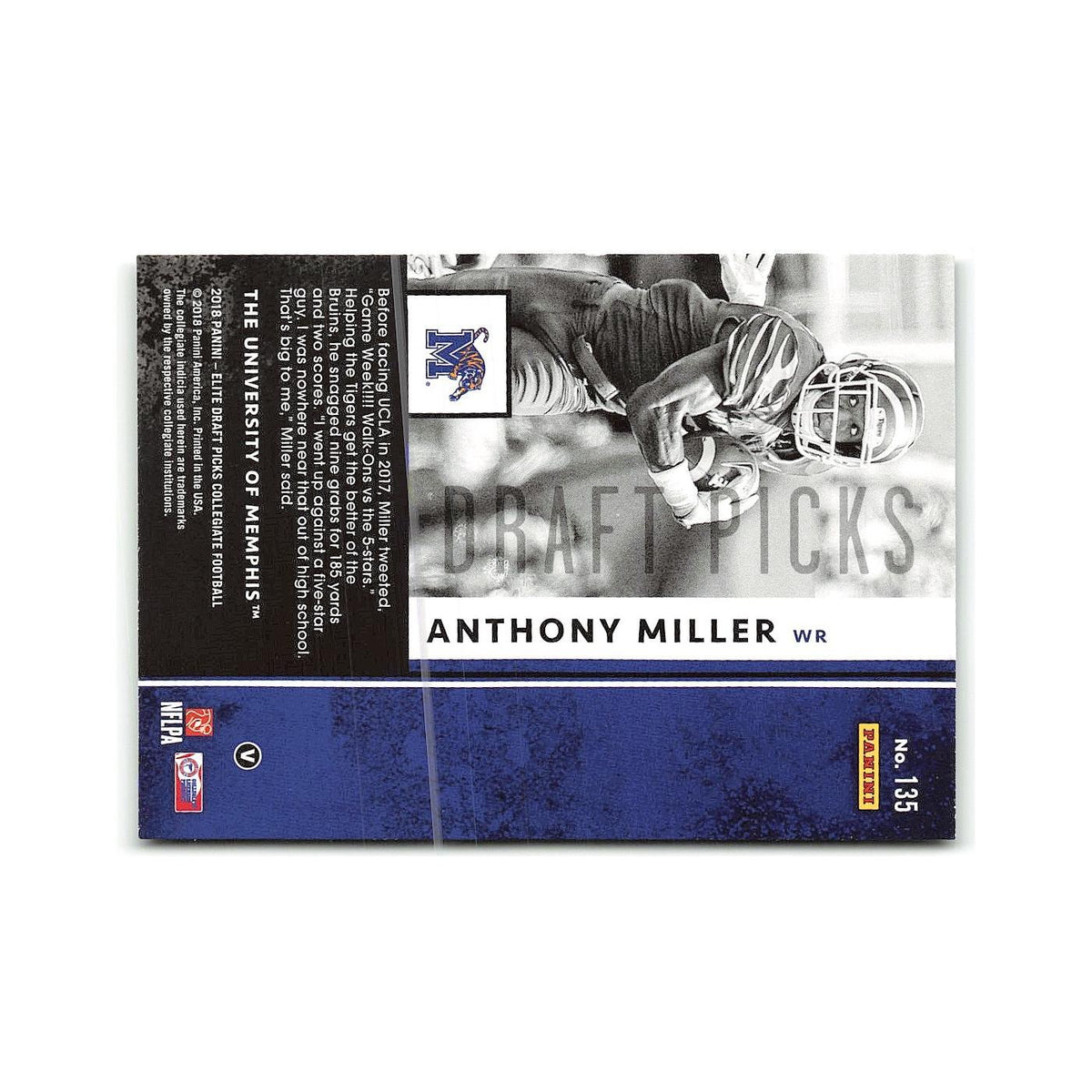 Anthony Miller Rookie 2018 Panini Elite Draft Picks #135 Memphis Tigers NM