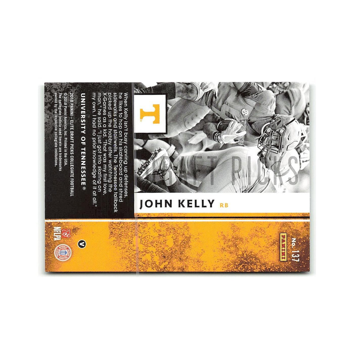 John Kelly Rookie 2018 Panini Elite Draft Picks #137 Tennessee Volunteers NM