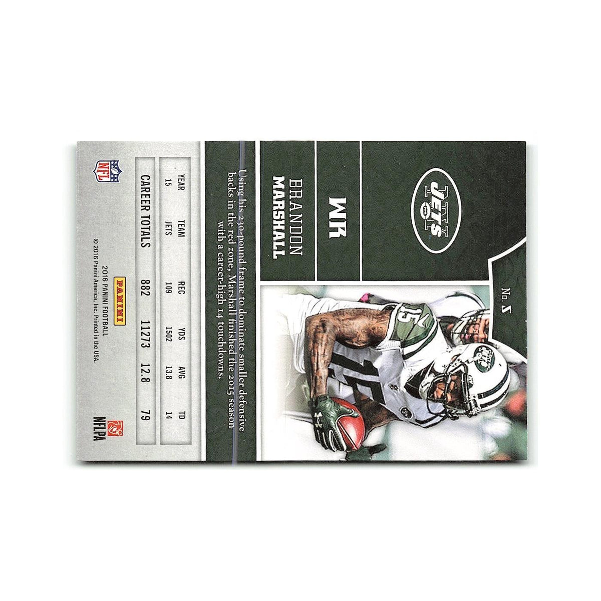 Brandon Marshall 2016 Panini #5 New York Jets Football Card NM