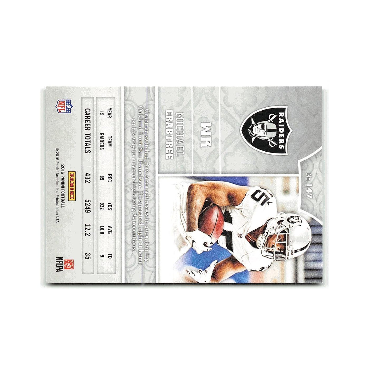 Michael Crabtree 2016 Panini #147 Oakland Raiders Football Card NM