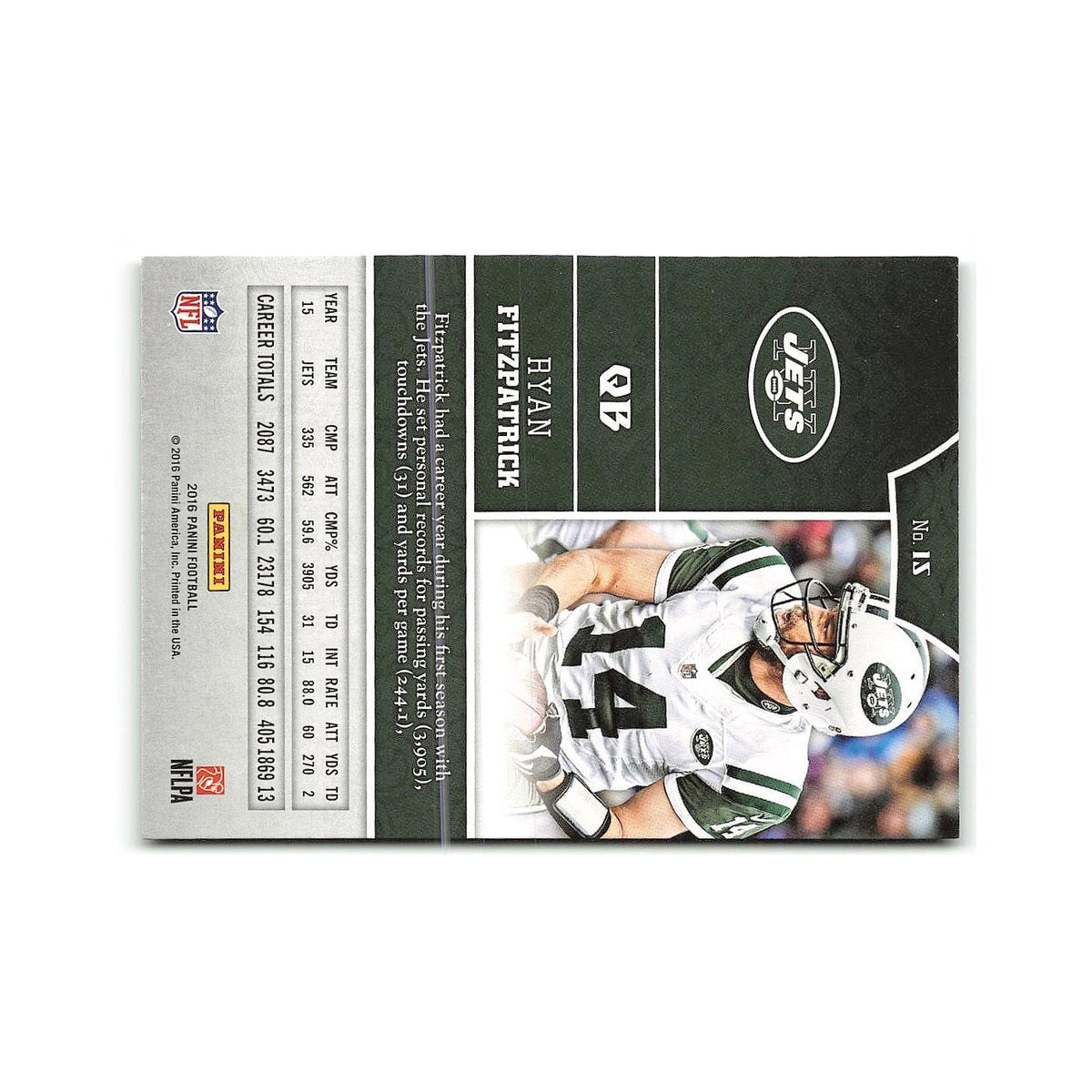 Ryan Fitzpatrick 2016 Panini #14 New York Jets Football Card NM