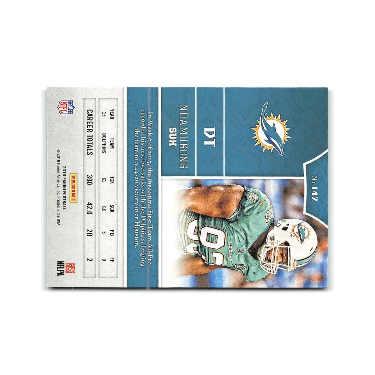 Ndamukong Suh 2016 Panini #142 Miami Dolphins Football Card NM
