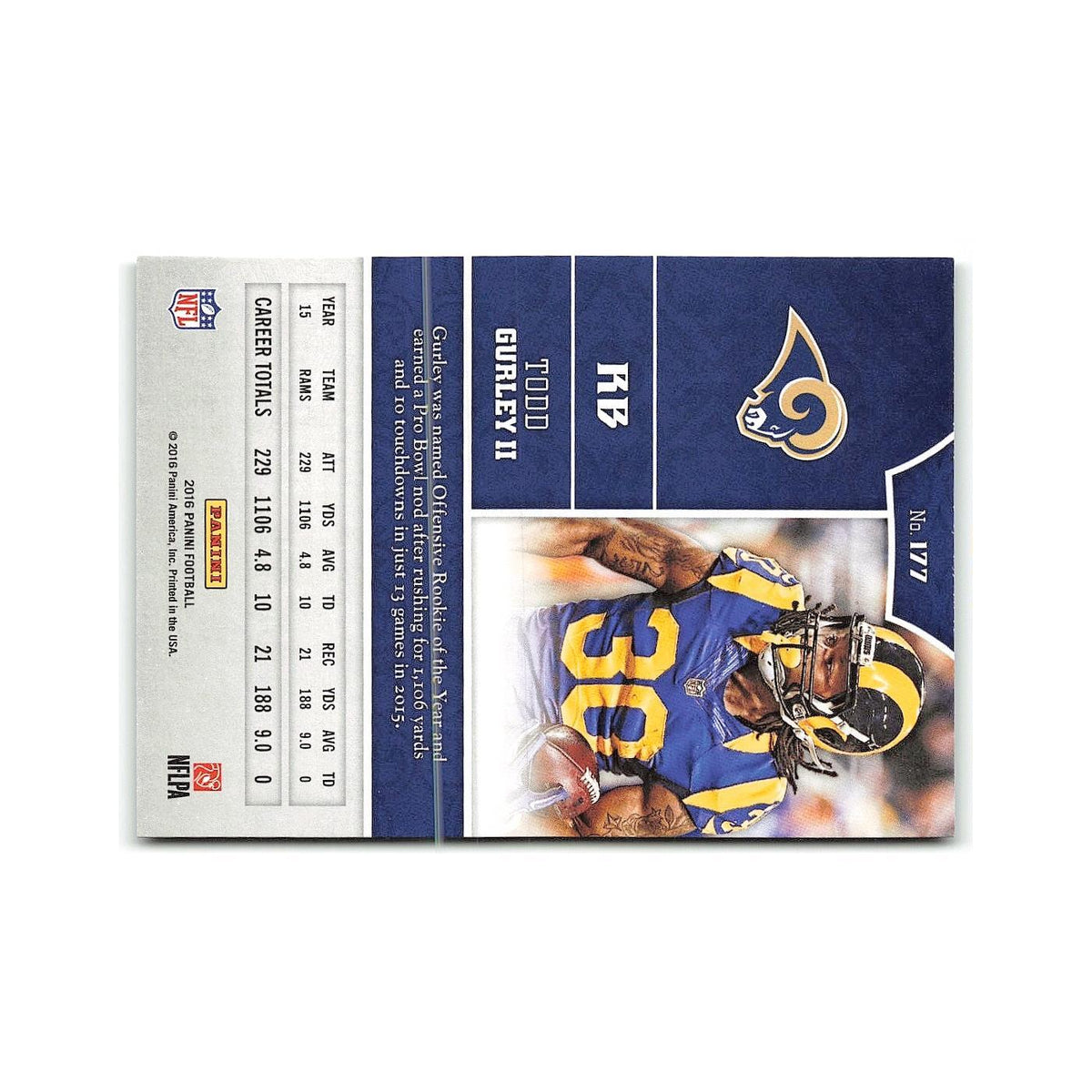 Todd Gurley II 2016 Panini #177 Los Angeles Rams Football Card NM