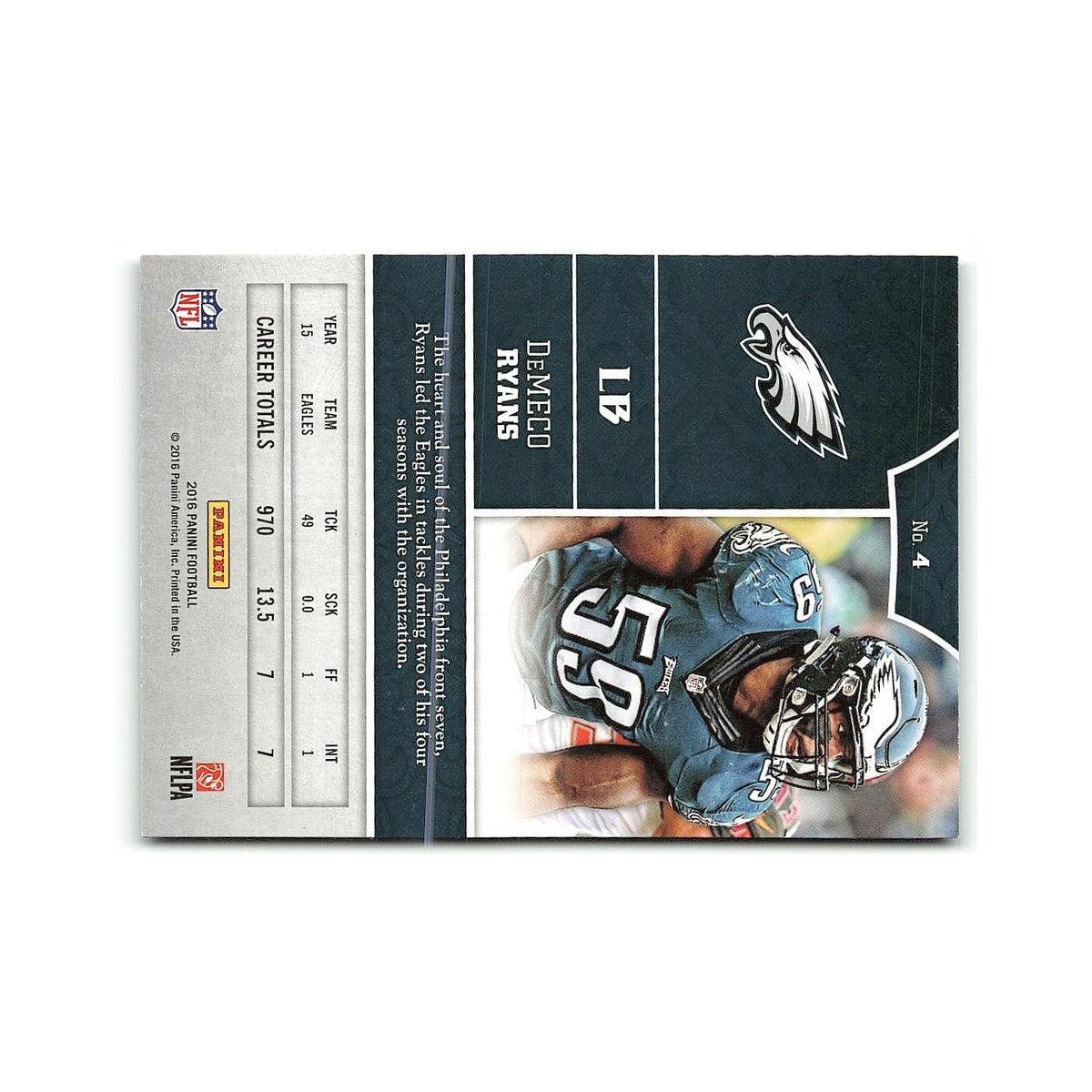 DeMeco Ryans 2016 Panini #4 Philadelphia Eagles Football Card NM