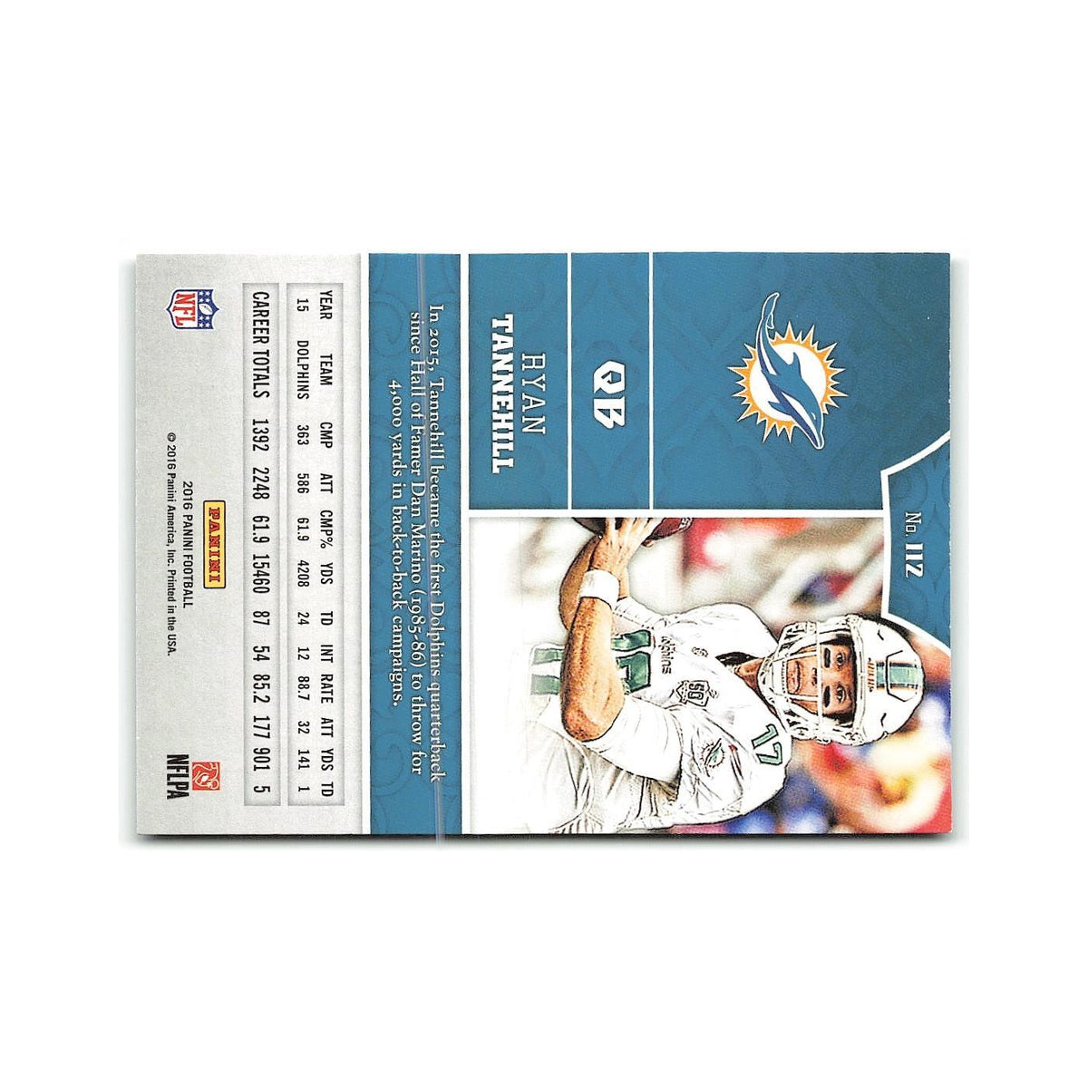 Ryan Tannehill 2016 Panini #112 Miami Dolphins Football Card NM
