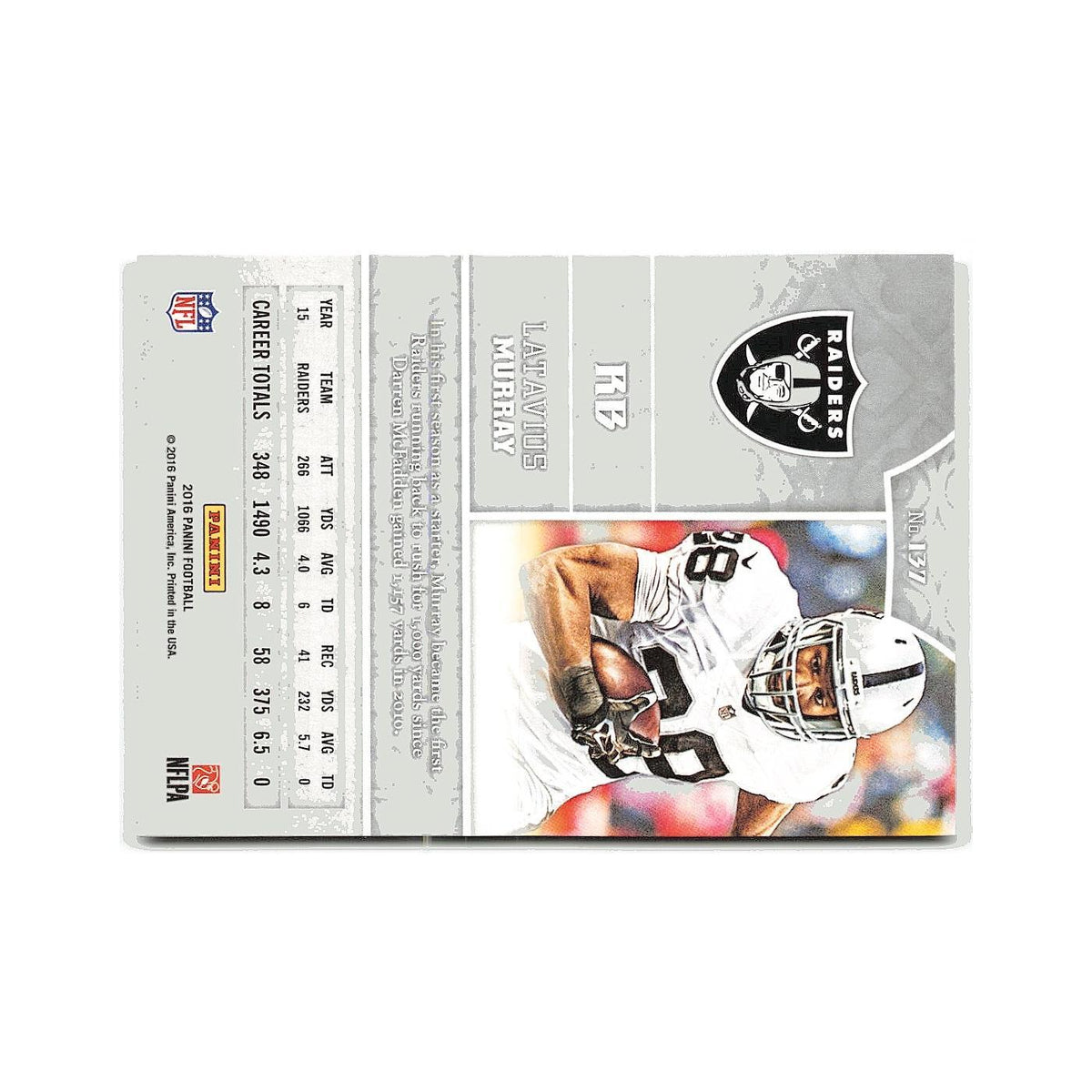 Latavius Murray 2016 Panini #137 Oakland Raiders Football Card NM