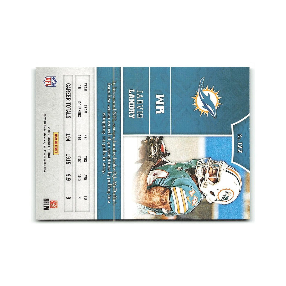 Jarvis Landry 2016 Panini #122 Miami Dolphins Football Card NM