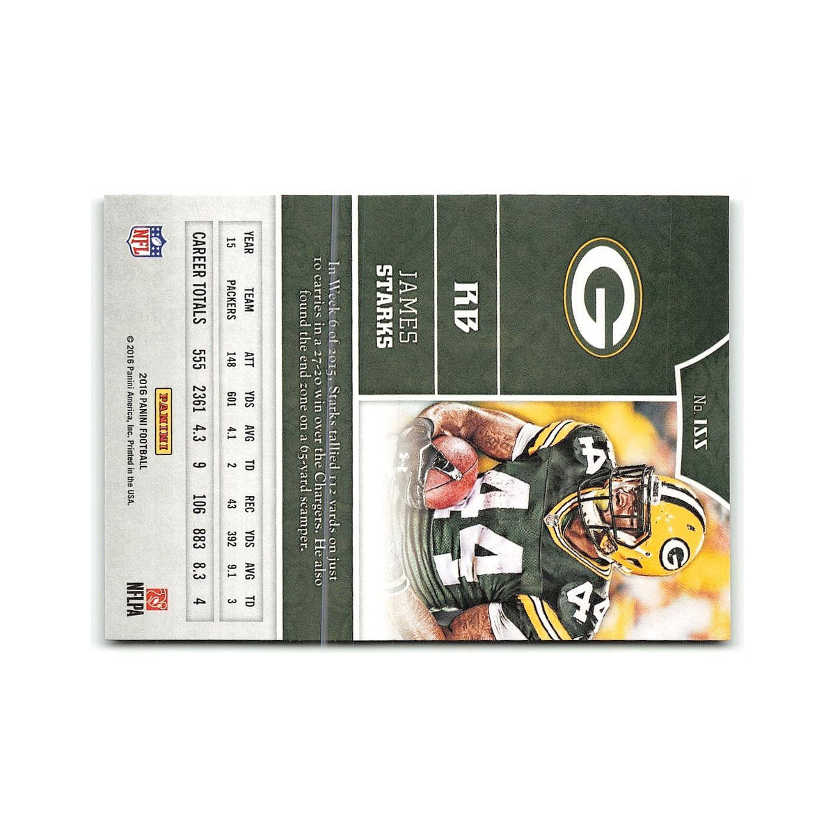 James Starks 2016 Panini #155 Green Bay Packers Football Card NM