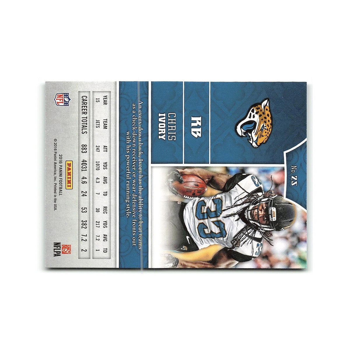 Chris Ivory 2016 Panini #25 Jacksonville Jaguars Football Card NM