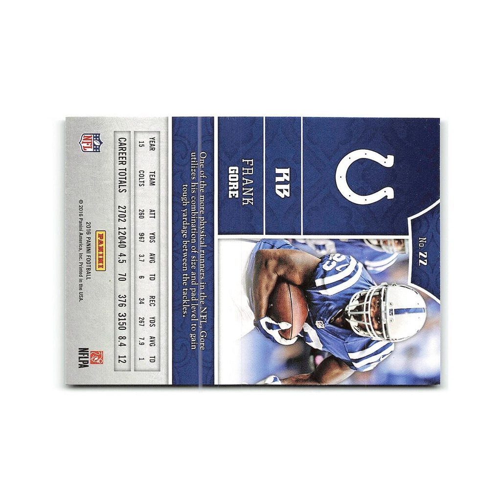 Frank Gore 2016 Panini #22 Indianapolis Colts Football Card NM