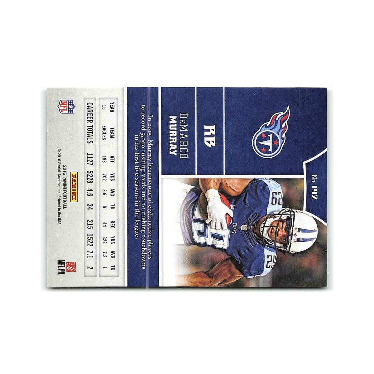DeMarco Murray 2016 Panini #192 Tennessee Titans Football Card NM