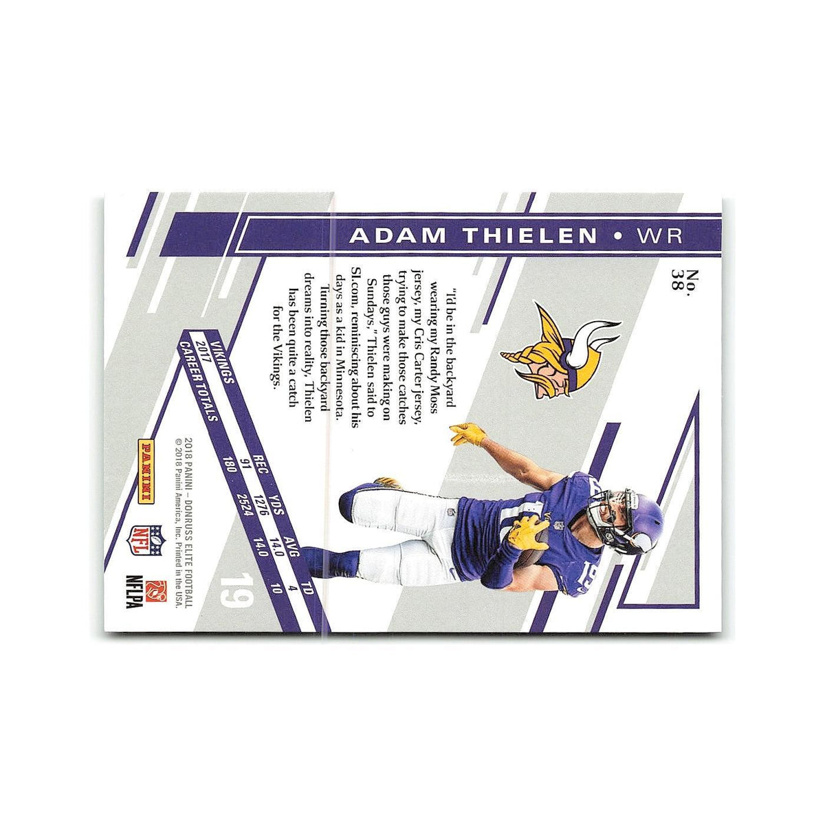 Adam Thielen 2018 Donruss Elite #38 Minnesota Vikings Football Card NM