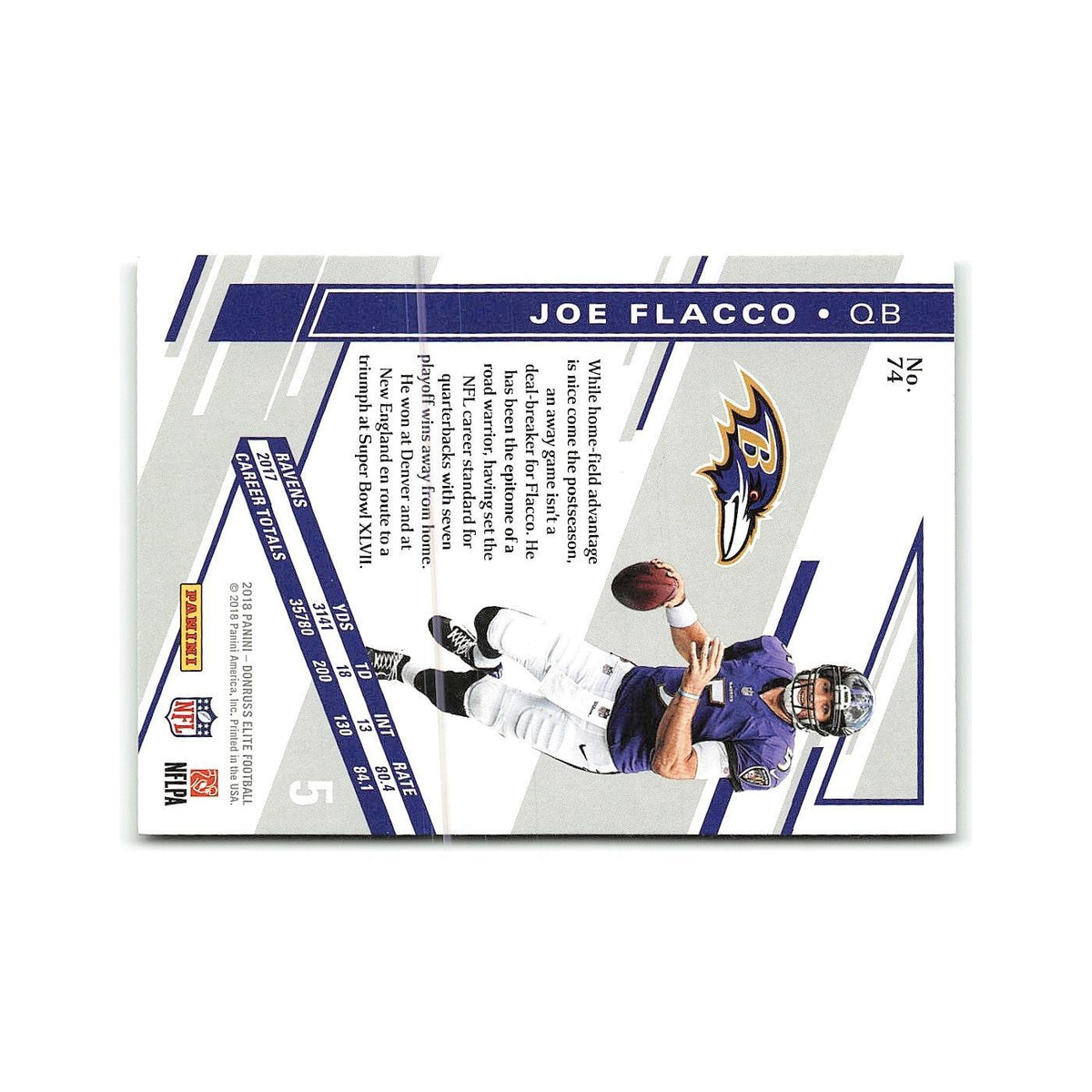 Joe Flacco 2018 Donruss Elite #74 Baltimore Ravens Football Card NM
