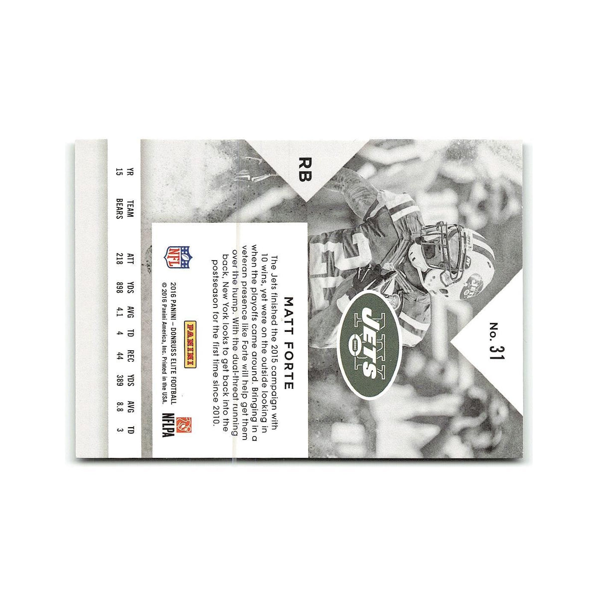 Matt Forte 2015 Donruss Elite #31 New york Jets Football Card NM