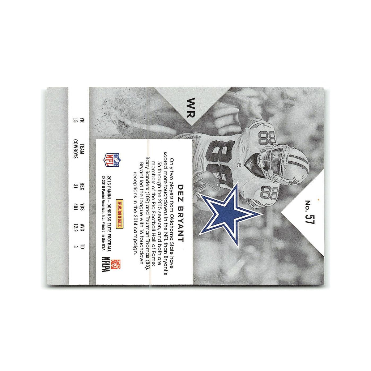 Dez Bryant 2016 Donruss Elite #3 Dallas Cowboys Football Card NM