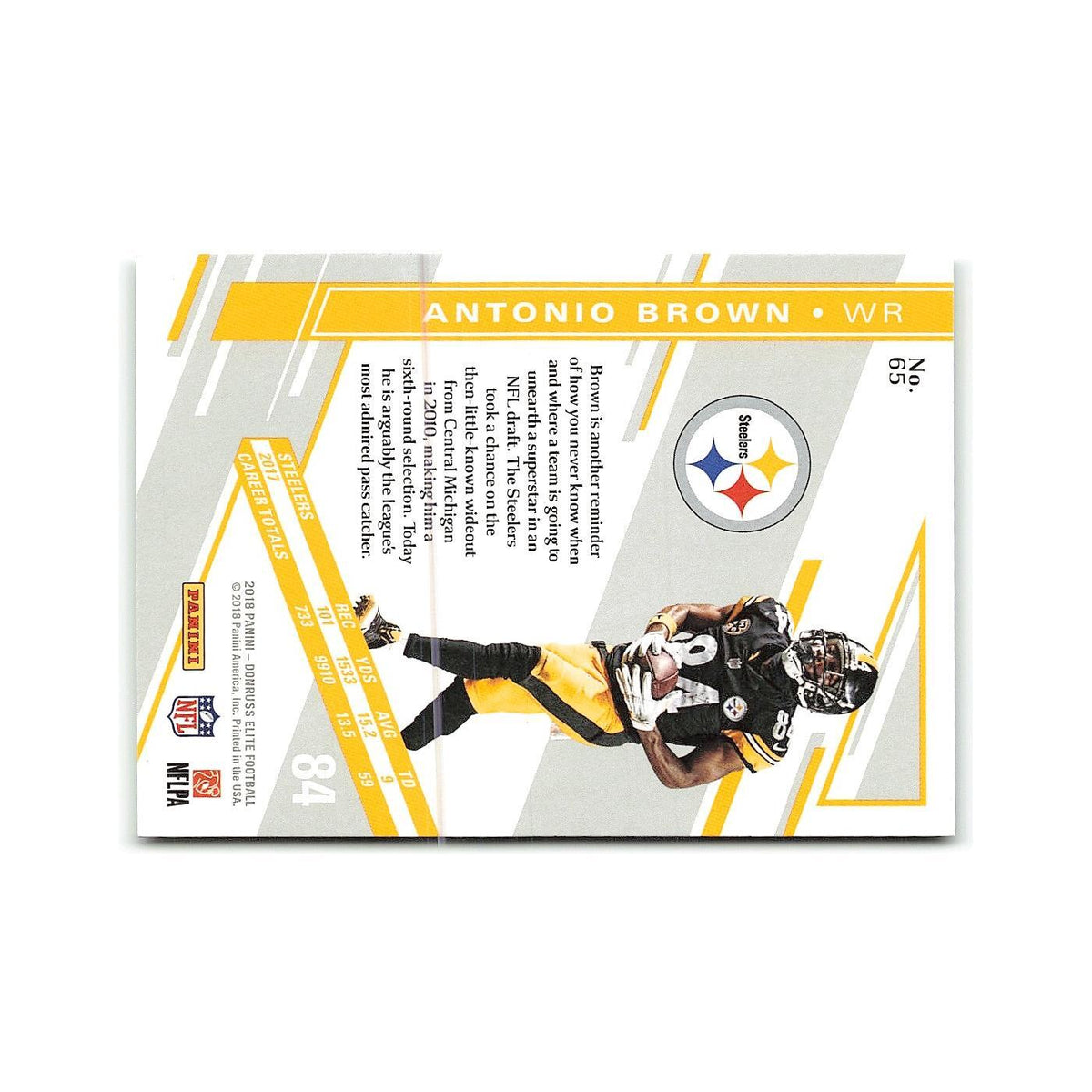 Antonio Brown 2018 Donruss Elite #65 Pittsburgh Steelers Football Card NM