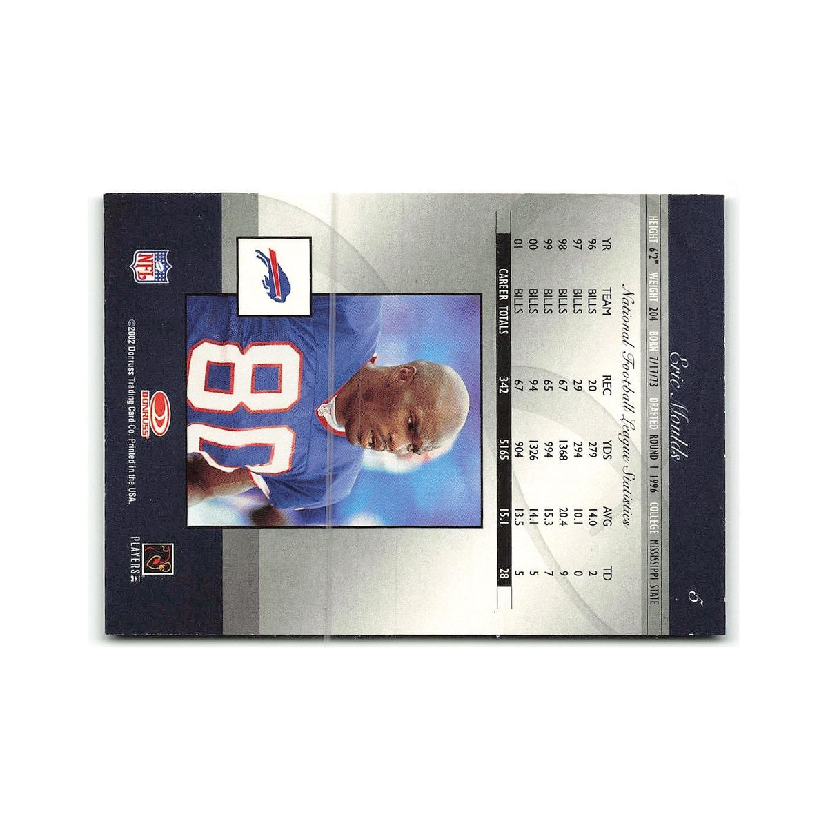 Eric Moulds 2002 Donruss Elite #5 Buffalo Bills Football Card NM