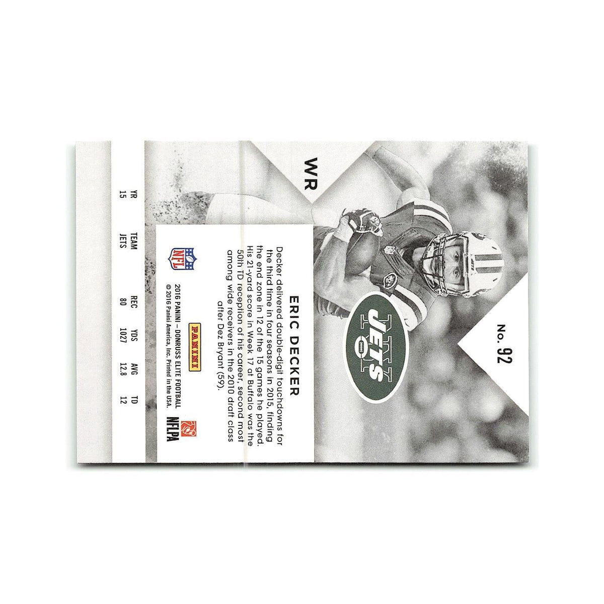 Eric Decker 2016 Donruss Elite #92 New York Jets Football Card NM